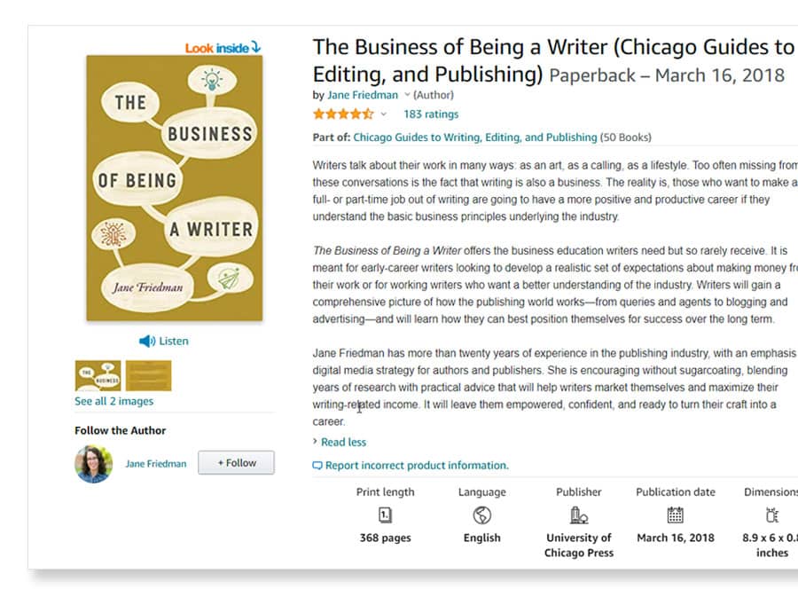 amazon author central jane friedman book